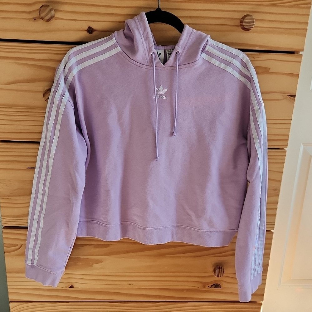 Adidas Lilac Hoodie with White Stripes